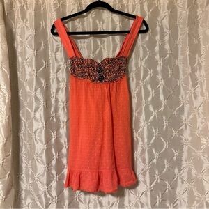 SCRAPBOOK Coral Pink Retro Swiss Dot Tank Top Tunic Boutique